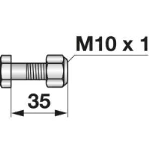 Frässchraube mit Sicherungsmuttern M10x1x35